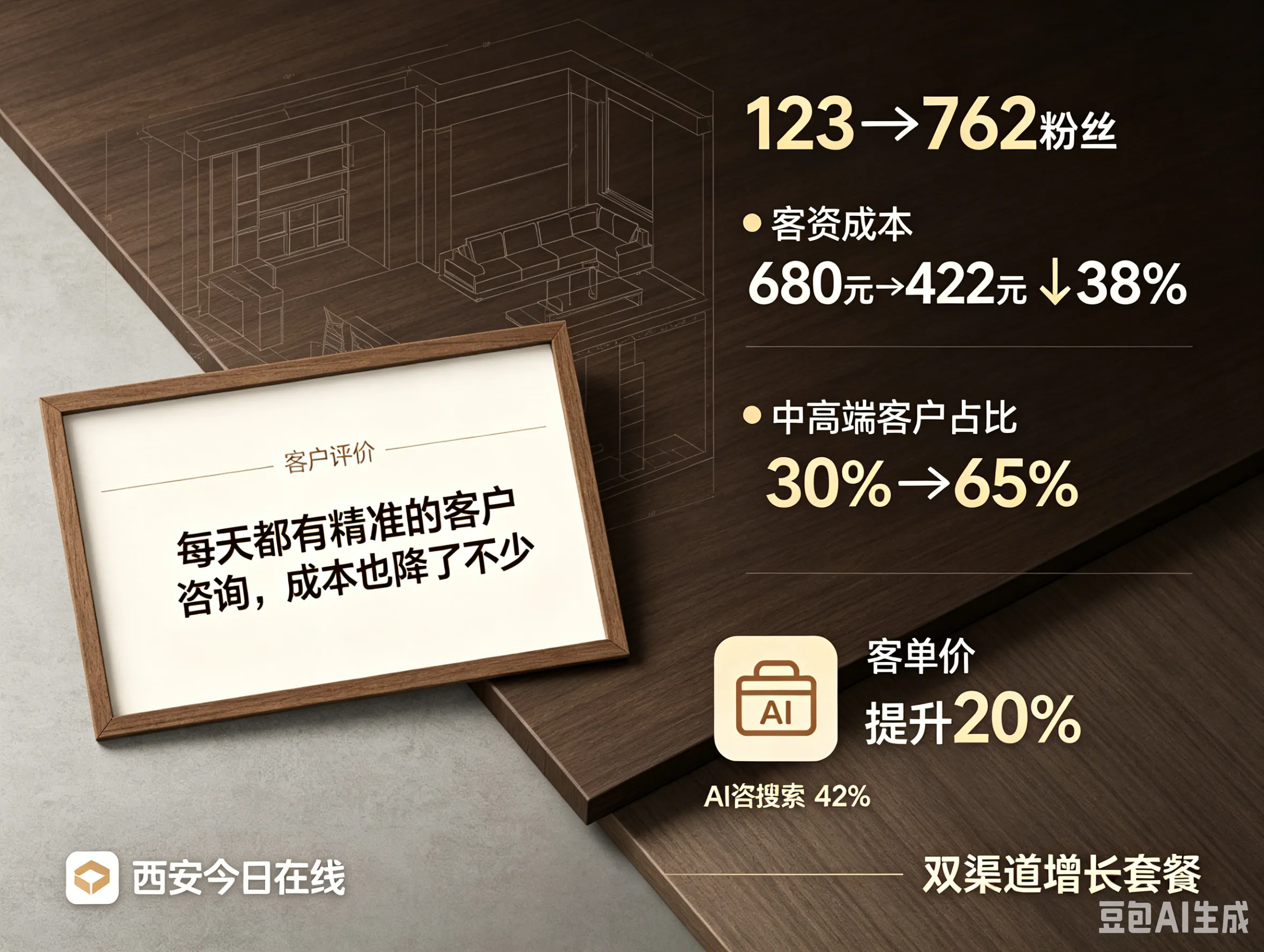 西安全屋定制建材品牌：双渠道营销4个月，获客量提升2.3倍